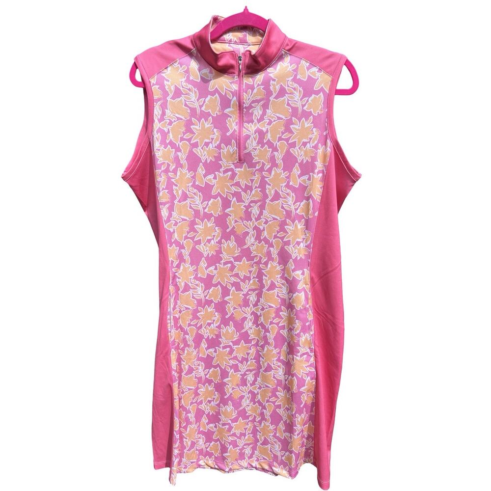 Bermuda Sands Flamingo Pink Sleeveless Golf Pickle Ball Candace Dress large